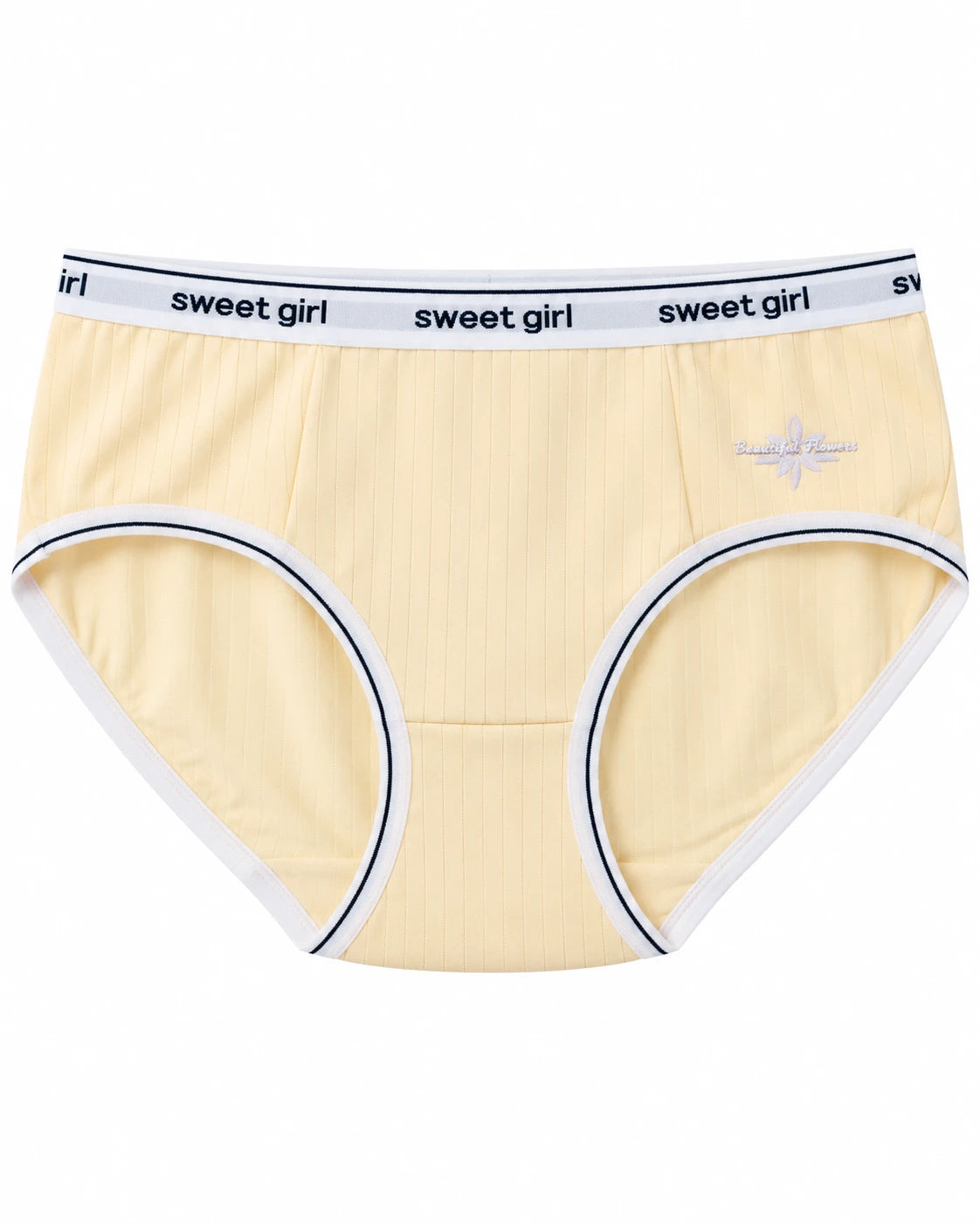 Sweet Girl Ribbed Cotton Brief - Butter Yellow